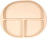 Jikkies Assiette en silicone pour enfant - Assiette pour bébé - Assiette - Ventouse - Avec compartiments - Beige