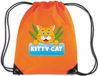 Bellatio Decorations Kitty Cat katten rijgkoord rugtas / gymtas - oranje - 11 liter - voor kinderen