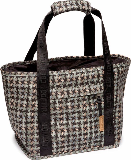 Cortina Vienna Handtas patroon Canvas Zwart/Bruin/Multicolor Unisex 1 kg
