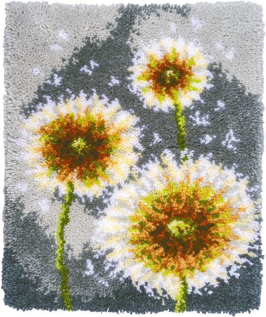 Vervaco Knooptapijt kit Pluisjesbloem 43 x 54 cm