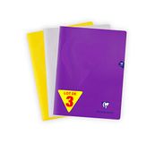 Clairefontaine 293312AMZ Pak met 3 Geniete Schriften Mimesys - 24x32 cm - 48 Pagina’s Kleine Ruitjes - 90 g Wit Papier - Polypro Kaft Assorti Kleuren