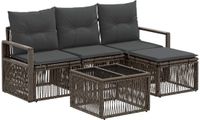 vidaXL Tuinbankenset 5-delig Grijs Polyrattan
