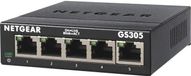 Netgear GS305 Gigabit Ethernet switch, 5 poorten, metalen behuizing, 10/100/1000, Plug & Play, geschikt voor plaatsing op een bureau of aan de muur, geruisloos