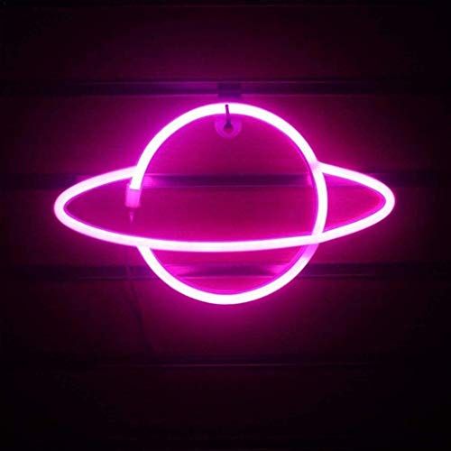 Hangrow Planet Neon Lights, LED Signs Neon Signs voor Wanddecoratie, USB Oplaadbatterij, Planet Night Lamp voor Kamer Muur Kids Slaapkamer Verjaardagsfeestje Bar Stranden Bruiloft Decor Kinderen