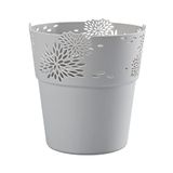 VERDENIA Aster Bloempot, lichte bloempotopcoating, design, decoratieve pot voor planten voor binnen, van kunststof, opengewerkt patroon, vele kleuren, vele maten, 11,5 cm, 20521 grijs