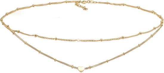 Elli Choker Necklace Heart Ball Chain 925 Sterling Silver Gold Plated 36 cm