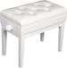 QUIK LOK - PB/106 WH L banque de piano en bois avec siège rembourré, rembourré, compartiment musique, réglable en hauteur de 46 à 55 cm, surface d'assise 55 x 33 cm, similicuir, blanc brillant