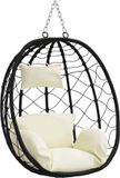 vidaXL Hangende ei-stoel poly rattan 91 x 54,5 x 107 cm crèmewit