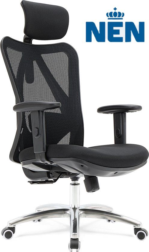 LifeGoods Ergonomische Bureaustoel - Office Chair - NEN1335-gecertificeerd - Zwart/Chroom