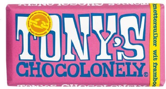 Tony's Chocolonely reep Wit Framboos Knettersuiker - 15 x 180 gram