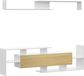 Meuble TV avec étagère – Meubles de salon – Style moderne – Mélamine – 153,6 x 25 x 42 cm – Étagère : 150 x 14,5 x 16,3 cm – Blanc naturel