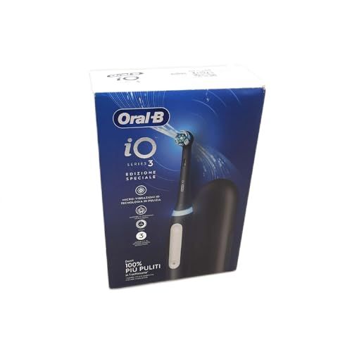 Oral-B iO 3 Oplaadbare elektrische tandenborstel, zwart, met 1 reservekop, 1 reisetui + 1 tandpasta Oral-B Advanced tandsteenpreventie, nieuwe versie