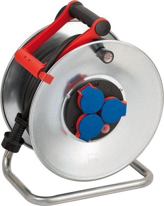 Garant S IP44 Kabelhaspel - 25m - H07RN-F 3G2,5 - Zilver/Rood/Blauw