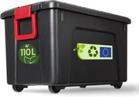 Iris Ohyama, Grote kunststof opbergbox, 110L, Garagebox, Zwart, Stapelbaar, Robuuste kliksluitingen met handgrepen, SIA-110