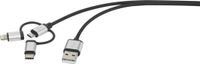 Renkforce RF3334580 USB-kabel USB 2.0 USB-A stekker, USB-C stekker, USB-micro-B stekker, Apple Lightning stekker 1.50 m Donkergrijs
