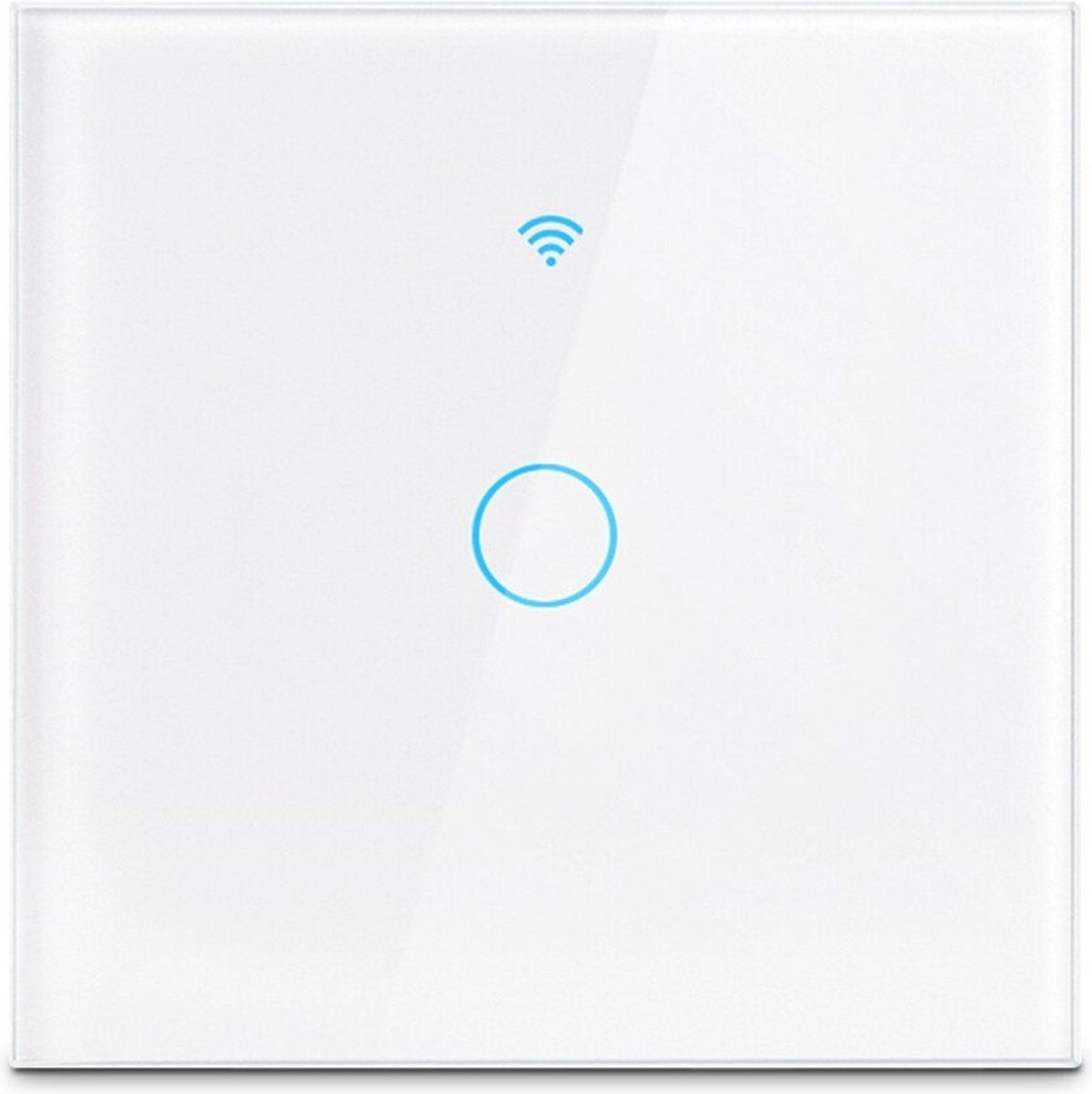 TechU™ Touchscreen Wandschakelaar 1 Knop - Wit - Wifi - Hard glaspaneel