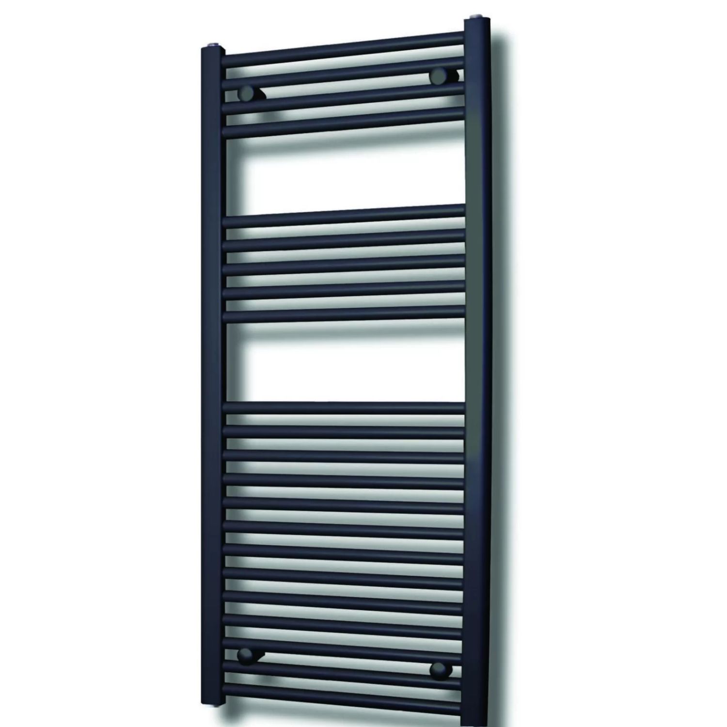 Sanicare Elektrische design radiator plug & play 111,8x60 cm mat zwart 730 watt met zwart thermostaat links