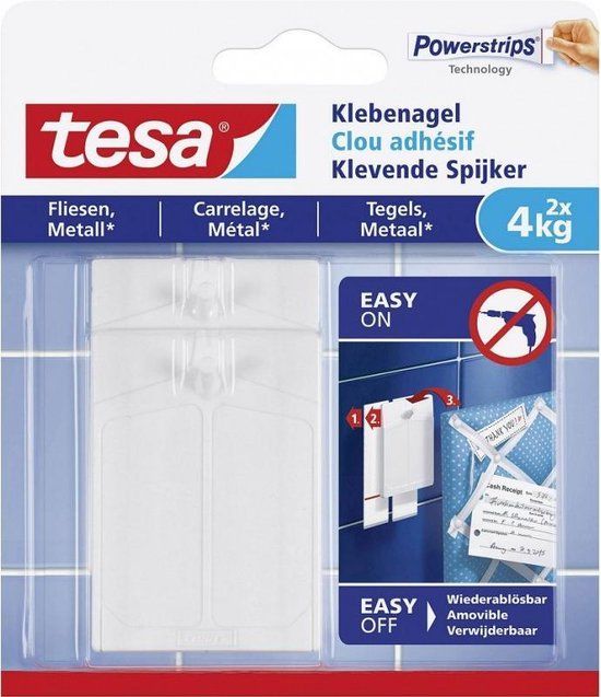 Tesa Klevende Spijker Tegel/Metaal - 4Kg - 2 stuks