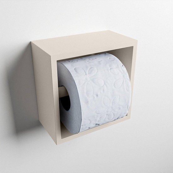 Mondiaz Easy Cube 160 Toilet Roll Holder - Linen Mat - 16x16cm - Inbouw/opbouw