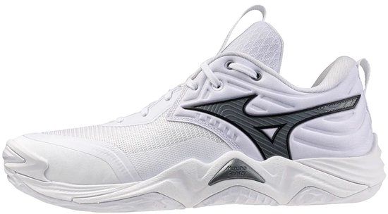 Mizuno Wave Momentum Elite Indoor Schoenen Unisex Volleybal Wit/Metallic Grijs/Zwart Maat 44.5