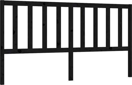 vidaXL Hoofdbord - 206x4x100 cm - massief grenenhout - zwart