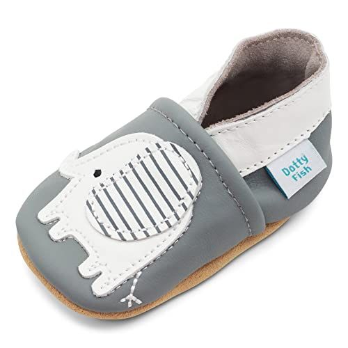 Dotty Fish Baby Shoes - Grey Elephant - 0-6 Months