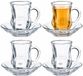 Vivalto Theeglas met Schotel en Oor - 125ml - Set van 4 - Turkse Theeglazen
