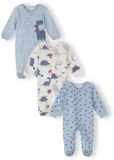Minoti Baby Pyjama 3-pack met dinosaurusprint - jongens onesie