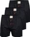 Phil & Co Wijde Boxershorts Heren Geweven Katoen Effen Zwart 3-Pack - Maat XL