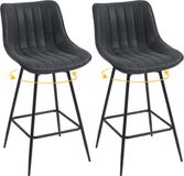 HOMCOM Barstoel Set van 2 - Kunstleer, Metaal, Zwart, 68 cm Zithoogte