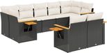 vidaXL 9-delige Loungeset met Kussens Poly Rattan Zwart