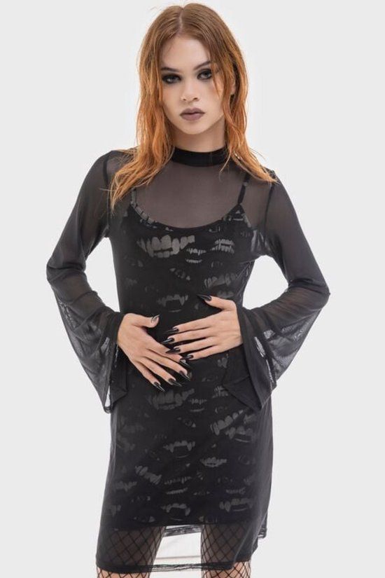 Killstar The Lost Boys - Sheer Vamp Dames Mini-jurk - zwart/wit - S