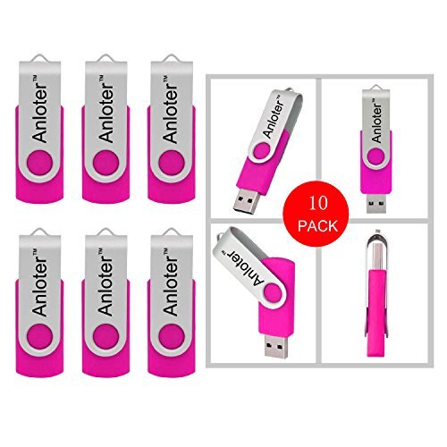 Anloter Anloter™ 10 Pack Mooie Swivel Ontwerp Nieuwe USB Flash Drive Memory Stick Vouw Opslag Duim Stick Pen (4GB, Rose Rood)