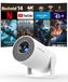 Draagbare Projector met Android 14, Miniprojector 4k 1080P Full HD-Ondersteuning 200ANSI 8000L, 5G WiFi-Videoprojector BT 5.4, Bioscoopprojector 180° Draaibaar voor tv-Stick