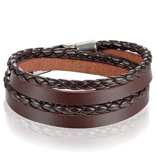 LGT JWLS LGT Jewels Leren Wrap armband Gevlochten leer Bruin