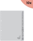 10x KTC Tabblad A5 letters PP 120 micron grijs 17-gaats 20-delig A-Z