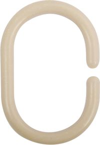 MSV Douchegordijnringen – Set van 12 Douchegordijn Ringen C-vormig – Gordijnringen Douche Beige – Polypropyleen 5,8x3,8 cm