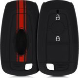 kwmobile autosleutel hoesje geschikt voor Ford EcoSport 2-knops autosleutel Keyless Go - Autosleutel behuizing in rood / zwart - Rallystrepen design