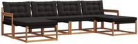 vidaXL - Bank loungeset - 6 zitplaatsen - Acacia hout - Naturel en zwart