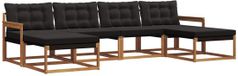 vidaXL - Bank loungeset - 6 zitplaatsen - Acacia hout - Naturel en zwart