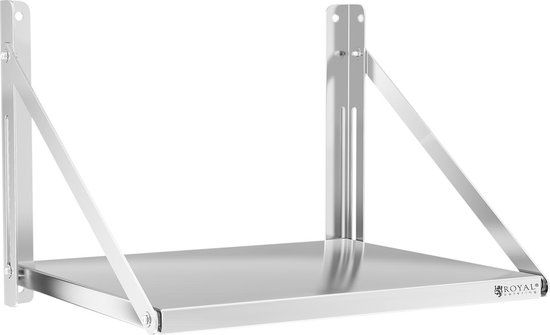 Royal Catering Wandplank - inklapbaar - 60 x 45 cm - 40 kg - roestvrij staal