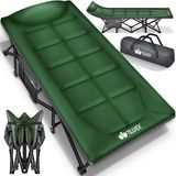 tillvex® Campingbed, inklapbaar, met draagtas, tot 200 kg, extra breed, veldbed, karperligstoel voor buiten en binnen, opvouwbaar logeerbed, tuin, camping, vissen, festival, reizen