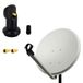 PremiumX 60 cm Satellitenschüssel, Stahl, Hellgrau, Single LNB, 2x F-Anschluss