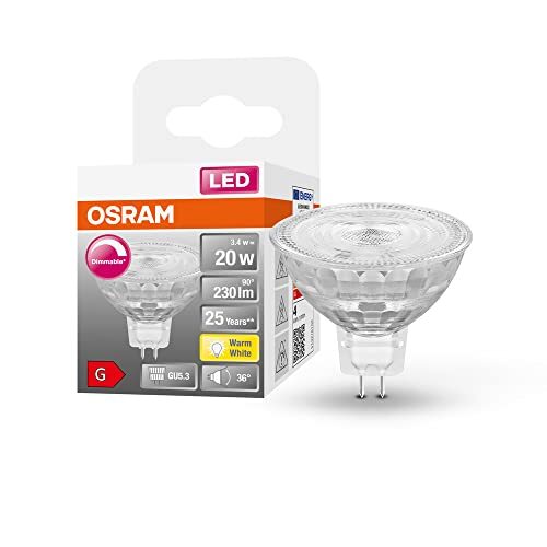 OSRAM Lamps OSRAM Superstar reflectorlamp, GU5.3-basis helder glas ,Warm wit (2700K), 230 Lumen, substituut voor 20W-verlichtingsmiddel dimbaar, 1-Pak