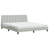 vidaXL Bed met matras "Hanko" fluweel lichtgrijs 160x200 cm