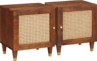 vidaXL Nachtkastje 2 stuks Bruin Massief Acaciahout 40 x 33,5 x 46 cm