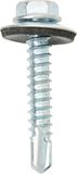 Bulk Hardware BH04079 5,5 x 32 mm zelfdraaiende zeskantschroef met verzonken sluitring, verzinkt (verpakking à 100), wit, stuk