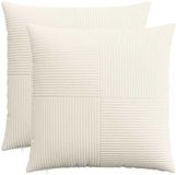 vidaXL - Kussensloop - 2 stuks - ALMELO - Crèmekleurig - 65 x 65 cm - corduroy