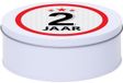 Merkloos Snoeptrommel - koektrommel Cadeau - wit - rond blik - met 2 jaar sticker