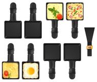 Merkloos Raclette Raclette-pannetjes - Antiaanbaklaag - 8 stuks - Vierkant - Met nylon spatels
